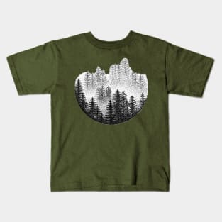 Circular Misty Pine Forest Kids T-Shirt